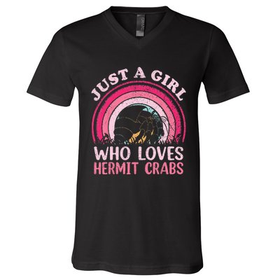 Hermit Crab Vintage Retro Just A Girl Who Loves Hermit Crabs V-Neck T-Shirt