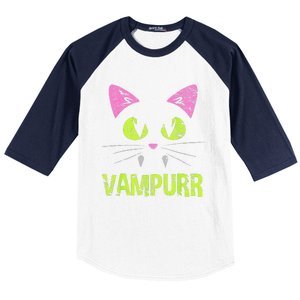 Halloween Cat Vampurr Vampire For Funny Man Creative Baseball Sleeve Shirt