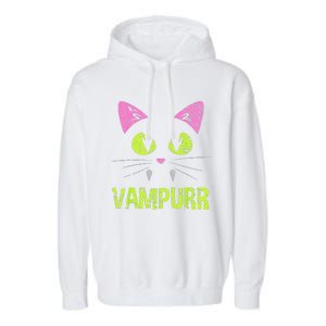 Halloween Cat Vampurr Vampire For Funny Man Creative Garment-Dyed Fleece Hoodie