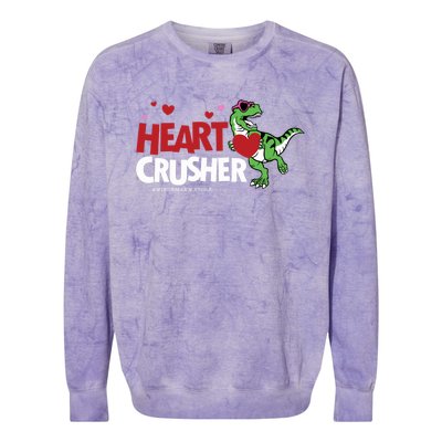 Heart Crusher Valentines Day Dinosaur T Rex Lover Gift Colorblast Crewneck Sweatshirt