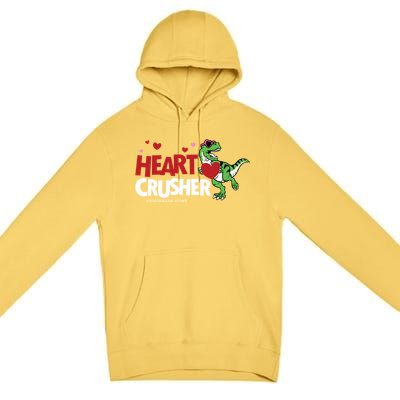 Heart Crusher Valentines Day Dinosaur T Rex Lover Gift Premium Pullover Hoodie