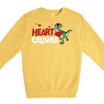 Heart Crusher Valentines Day Dinosaur T Rex Lover Gift Premium Crewneck Sweatshirt