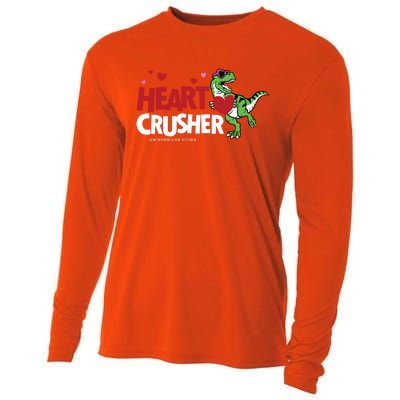 Heart Crusher Valentines Day Dinosaur T Rex Lover Gift Cooling Performance Long Sleeve Crew