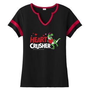 Heart Crusher Valentines Day Dinosaur T Rex Lover Gift Ladies Halftime Notch Neck Tee