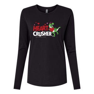 Heart Crusher Valentines Day Dinosaur T Rex Lover Gift Womens Cotton Relaxed Long Sleeve T-Shirt