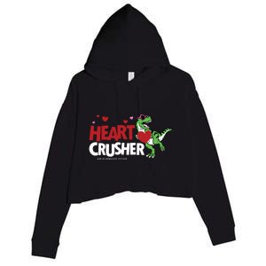 Heart Crusher Valentines Day Dinosaur T Rex Lover Gift Crop Fleece Hoodie