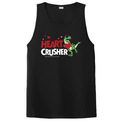 Heart Crusher Valentines Day Dinosaur T Rex Lover Gift PosiCharge Competitor Tank