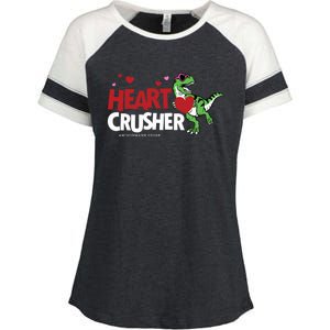 Heart Crusher Valentines Day Dinosaur T Rex Lover Gift Enza Ladies Jersey Colorblock Tee