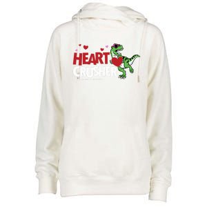 Heart Crusher Valentines Day Dinosaur T Rex Lover Gift Womens Funnel Neck Pullover Hood