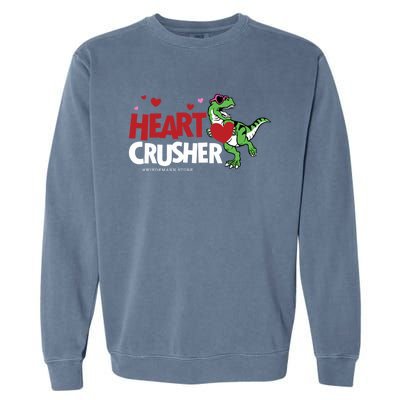 Heart Crusher Valentines Day Dinosaur T Rex Lover Gift Garment-Dyed Sweatshirt