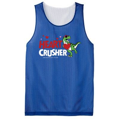 Heart Crusher Valentines Day Dinosaur T Rex Lover Gift Mesh Reversible Basketball Jersey Tank