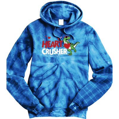 Heart Crusher Valentines Day Dinosaur T Rex Lover Gift Tie Dye Hoodie