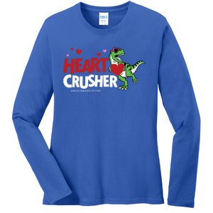 Heart Crusher Valentines Day Dinosaur T Rex Lover Gift Ladies Long Sleeve Shirt