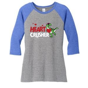 Heart Crusher Valentines Day Dinosaur T Rex Lover Gift Women's Tri-Blend 3/4-Sleeve Raglan Shirt