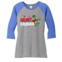 Heart Crusher Valentines Day Dinosaur T Rex Lover Gift Women's Tri-Blend 3/4-Sleeve Raglan Shirt