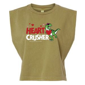 Heart Crusher Valentines Day Dinosaur T Rex Lover Gift Garment-Dyed Women's Muscle Tee