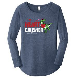 Heart Crusher Valentines Day Dinosaur T Rex Lover Gift Women's Perfect Tri Tunic Long Sleeve Shirt