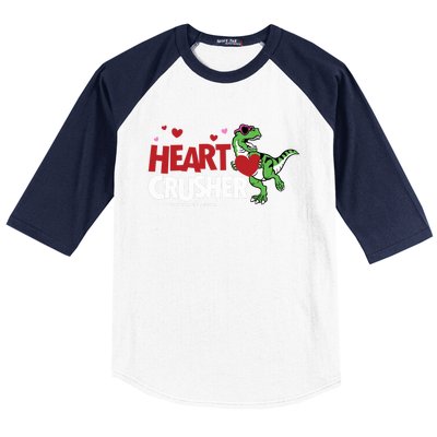 Heart Crusher Valentines Day Dinosaur T Rex Lover Gift Baseball Sleeve Shirt