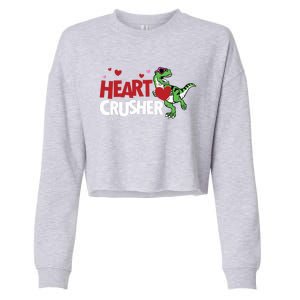 Heart Crusher Valentines Day Dinosaur T Rex Lover Gift Cropped Pullover Crew