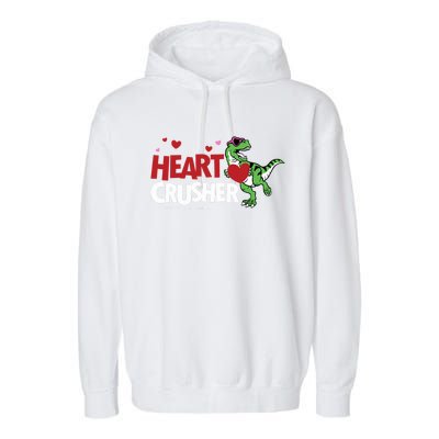 Heart Crusher Valentines Day Dinosaur T Rex Lover Gift Garment-Dyed Fleece Hoodie