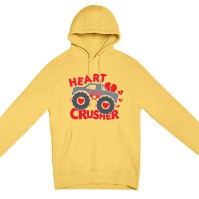 Hearts Crusher Valentines Day Monster Truck Cool Gift Premium Pullover Hoodie