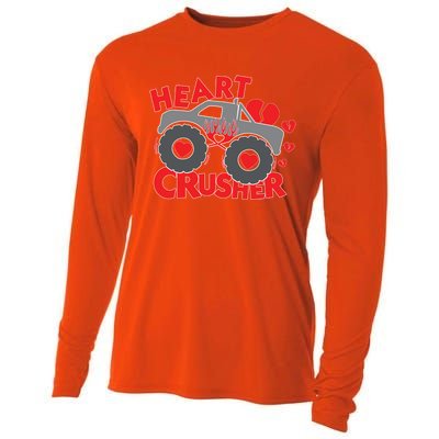 Hearts Crusher Valentines Day Monster Truck Cool Gift Cooling Performance Long Sleeve Crew