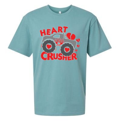 Hearts Crusher Valentines Day Monster Truck Cool Gift Sueded Cloud Jersey T-Shirt