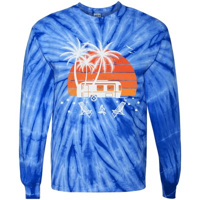 Happy Camper Vacation Gift Tie-Dye Long Sleeve Shirt