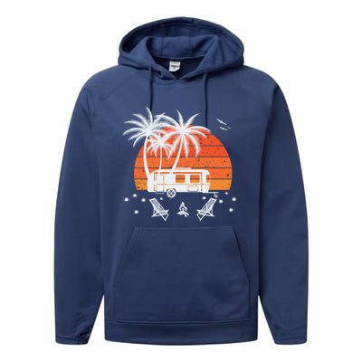 Happy Camper Vacation Gift Performance Fleece Hoodie