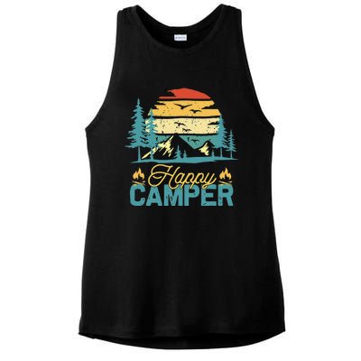 Happy Camper Vintage Matching Camping Crew Ladies PosiCharge Tri-Blend Wicking Tank