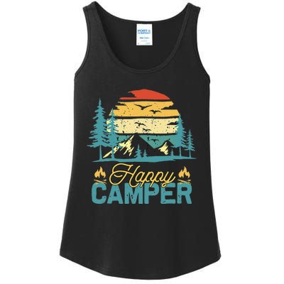 Happy Camper Vintage Matching Camping Crew Ladies Essential Tank