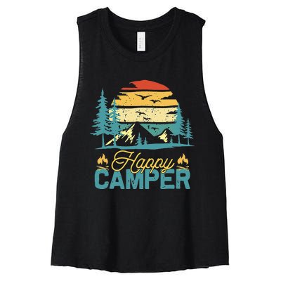 Happy Camper Vintage Matching Camping Crew Women's Racerback Cropped Tank