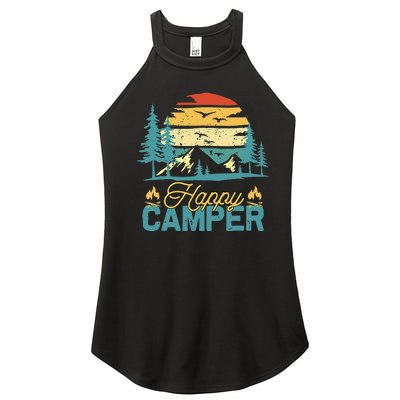 Happy Camper Vintage Matching Camping Crew Women’s Perfect Tri Rocker Tank