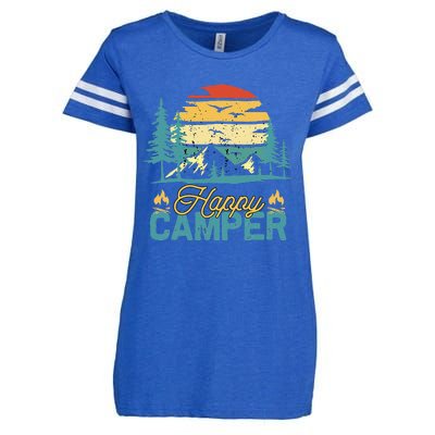 Happy Camper Vintage Matching Camping Crew Enza Ladies Jersey Football T-Shirt