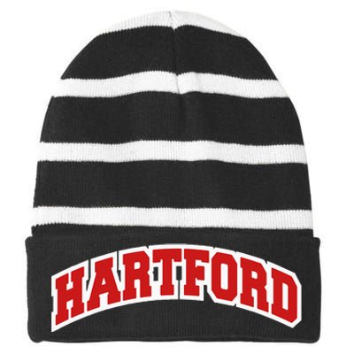 Hartford Connecticut Varsity Style Vintage Swea Striped Beanie with Solid Band