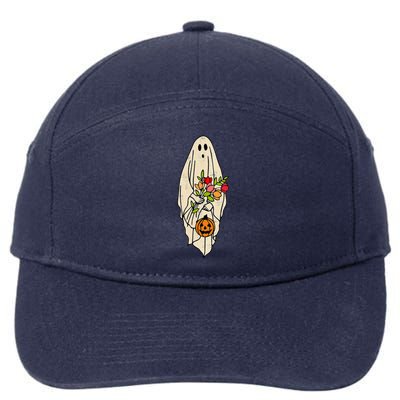 Halloween Costume Vintage Floral Ghost Pumpkin Funny 7-Panel Snapback Hat