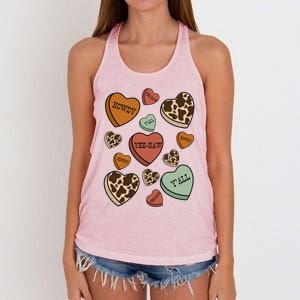 Howdy Candy Valentines Hearts Gift Women's Knotted Racerback Tank