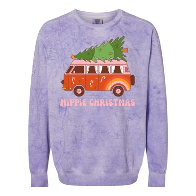 Hippie Christmas Van Holiday Colorblast Crewneck Sweatshirt