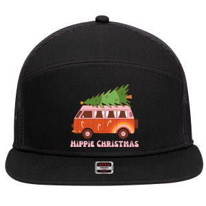 Hippie Christmas Van Holiday 7 Panel Mesh Trucker Snapback Hat