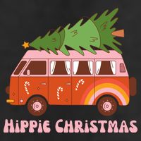 Hippie Christmas Van Holiday 7 Panel Mesh Trucker Snapback Hat