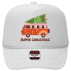 Hippie Christmas Van Holiday High Crown Mesh Back Trucker Hat