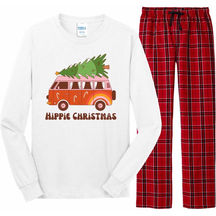 Hippie Christmas Van Holiday Long Sleeve Pajama Set