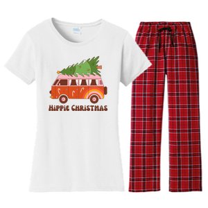 Hippie Christmas Van Holiday Women's Flannel Pajama Set