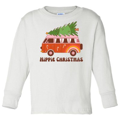 Hippie Christmas Van Holiday Toddler Long Sleeve Shirt