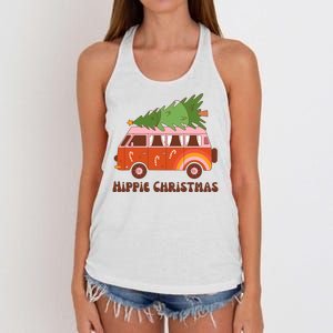 Hippie Christmas Van Holiday Women's Knotted Racerback Tank