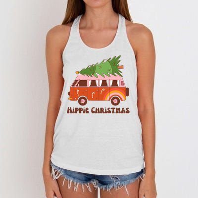 Hippie Christmas Van Holiday Women's Knotted Racerback Tank