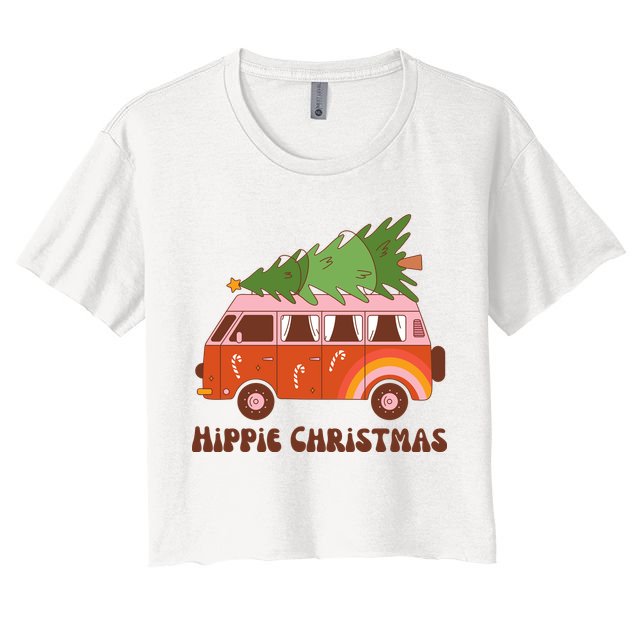Hippie Christmas Van Holiday Crop Top