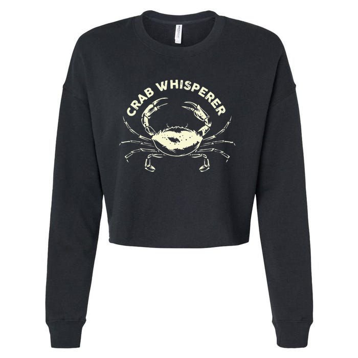 Hunter Crab Whisperer Crabbing Hunting Fishing Ocean Beach Cropped Pullover Crew