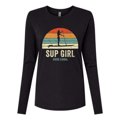 Hood Canal Woman On Sup Girl Retro Vintage Womens Cotton Relaxed Long Sleeve T-Shirt