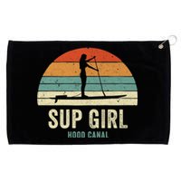 Hood Canal Woman On Sup Girl Retro Vintage Grommeted Golf Towel